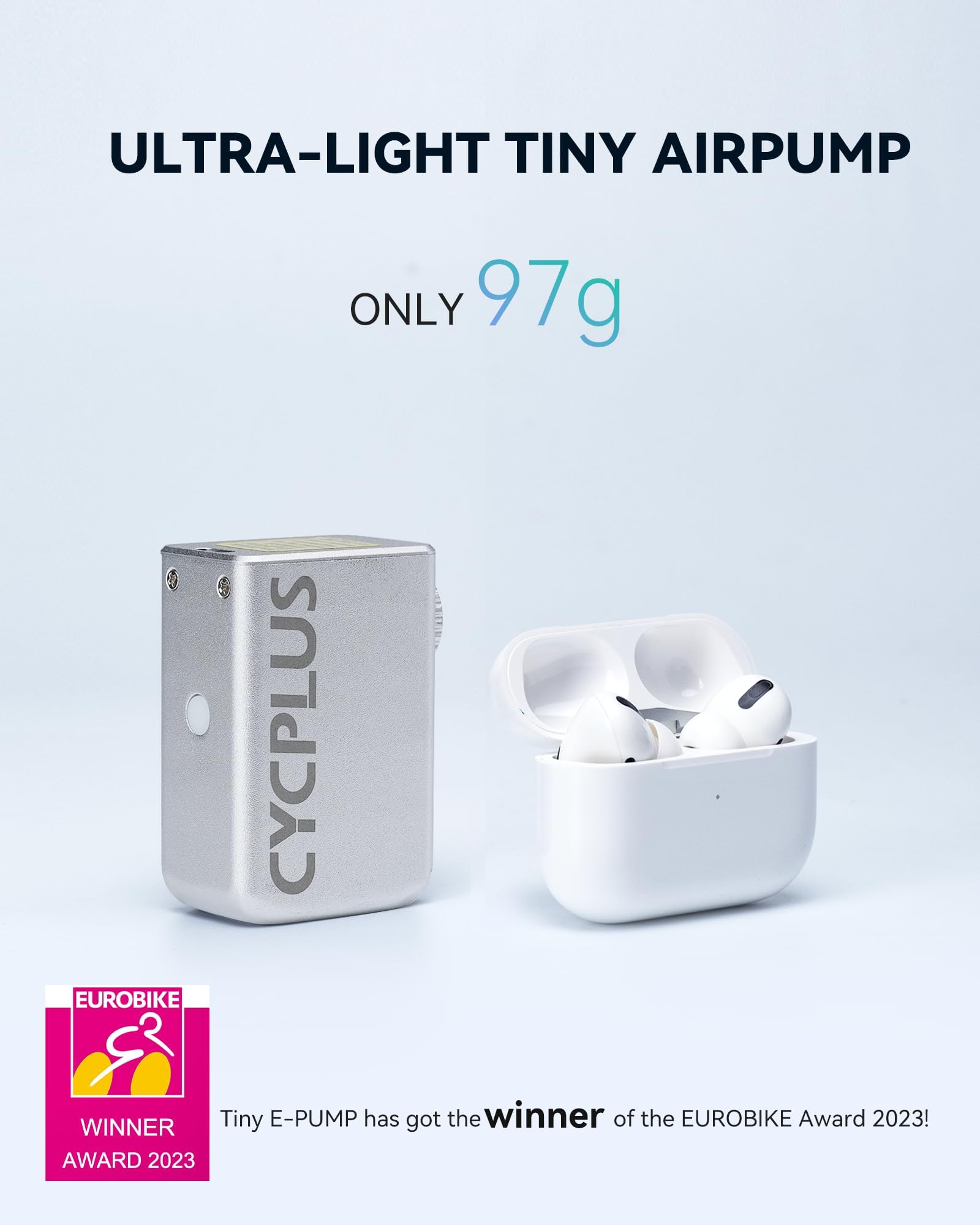 CYCPLUS Tiny Cube Bike Pump Portable Ultra-Mini 100PSI Electric